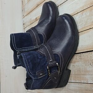 Earth Origins PARIS leather Women's Ankle Boots - Navy Sz 6